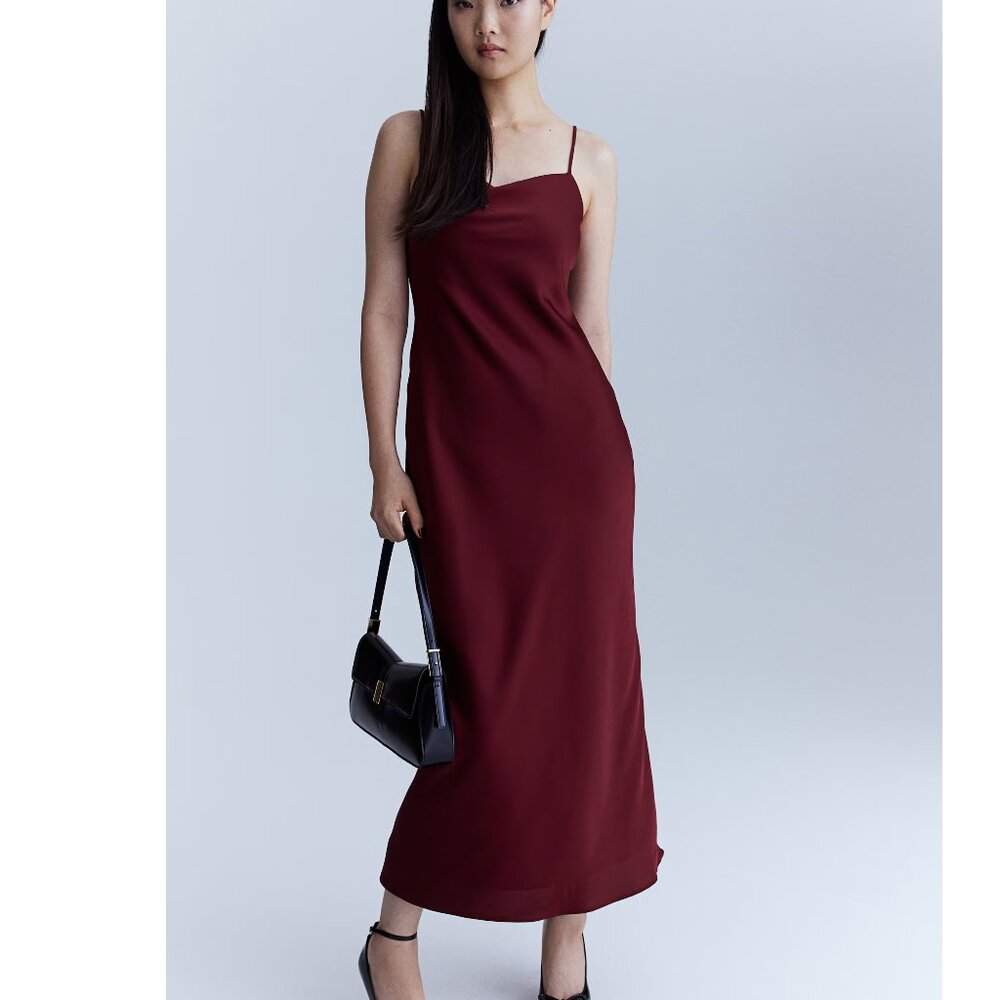 H&M Burgundy Sleeveless Spaghetti Strap Slip Dress
